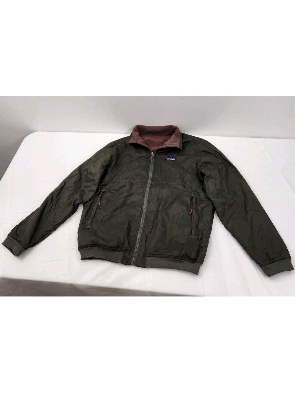 Patagonia Reversible Shelled Microdini Jacket Men's Medium Green Red Zip Bomber